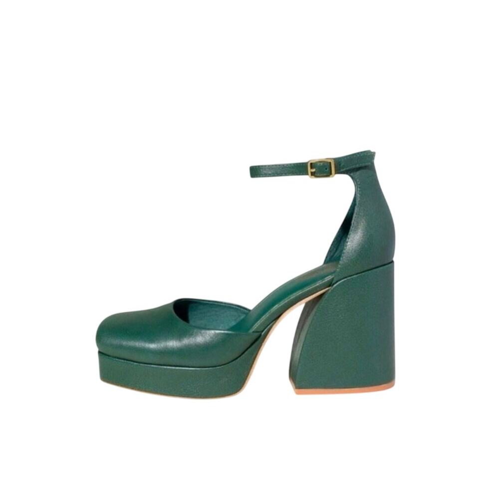 Charlotte Stone Fran Mary Jane Dark Hunter Green Pump Heels Size 10